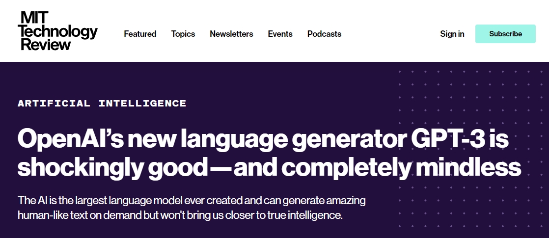 OpenAI’s new language generator GPT-3 is shockingly good—and completely mindless