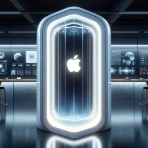 A futuristic Apple Teleport Machine Apple products - Visualize a next-generation Apple Teleport Machine